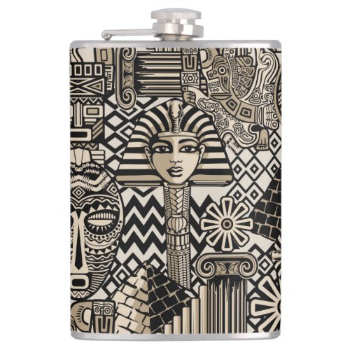 Ancient Historical Symbols Tattoo Style Flask