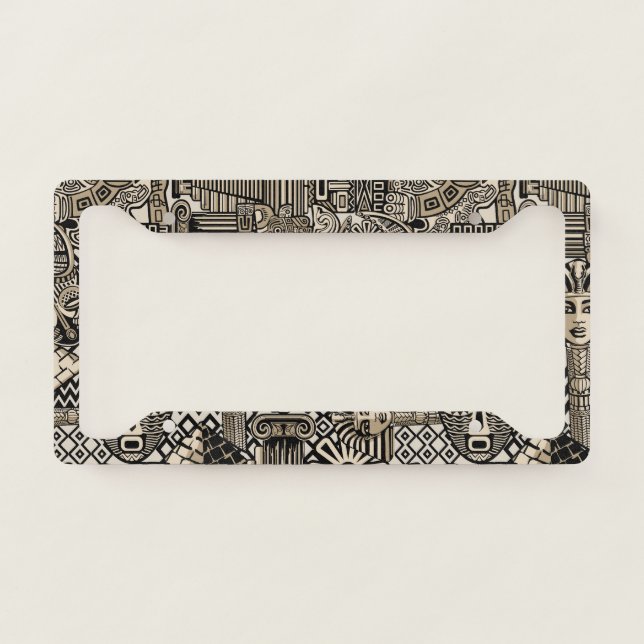 Ancient Historical Symbols Tattoo Style License Plate Frame (Front)