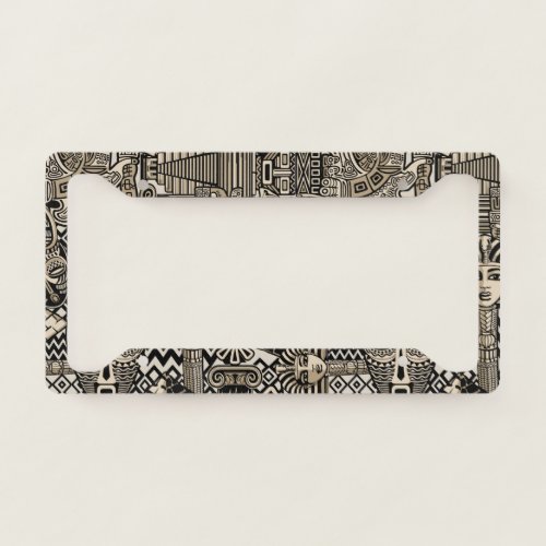 Ancient Historical Symbols Tattoo Style License Plate Frame