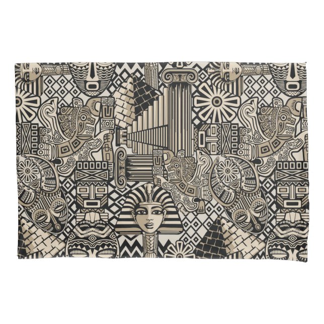 Ancient Historical Symbols Tattoo Style Pillow Case (Front)