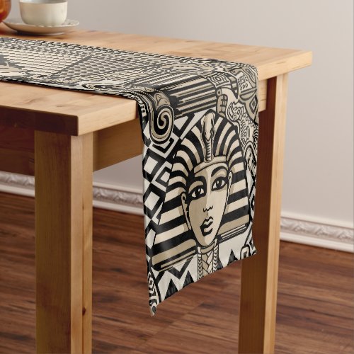 Ancient Historical Symbols Tattoo Style Short Table Runner