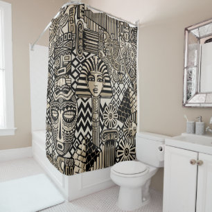 Ancient Historical Symbols Tattoo Style Shower Curtain