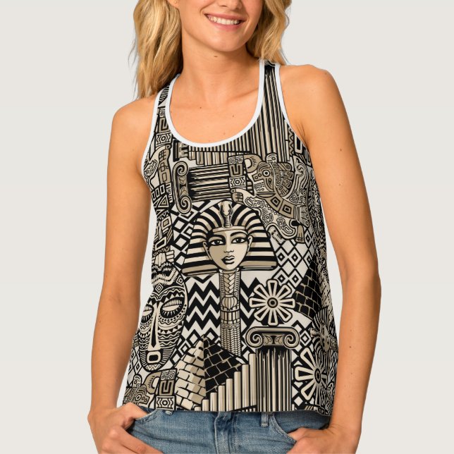 Ancient Historical Symbols Tattoo Style Tank Top (Front)