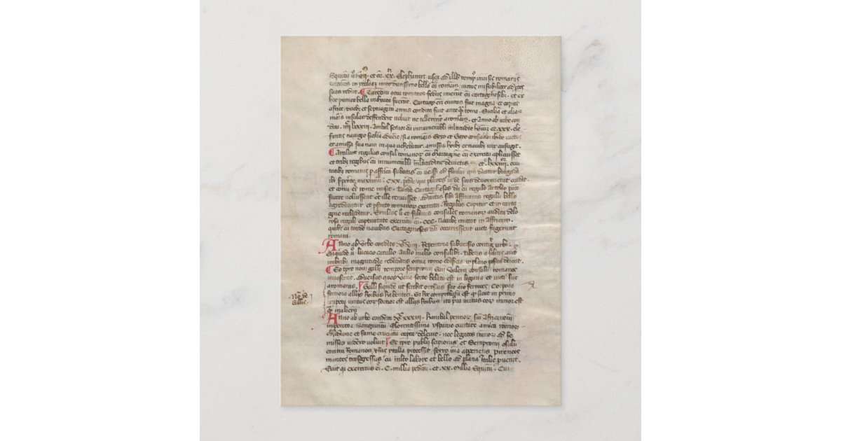 Ancient History Chronicle Medieval Manuscript Postcard | Zazzle