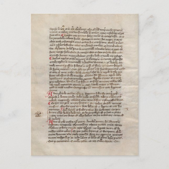 Ancient History Chronicle Medieval Manuscript Postcard (Front)