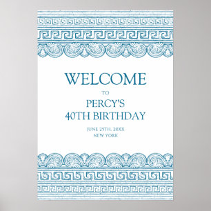 Ancient history custom Birthday party blue Toga Poster