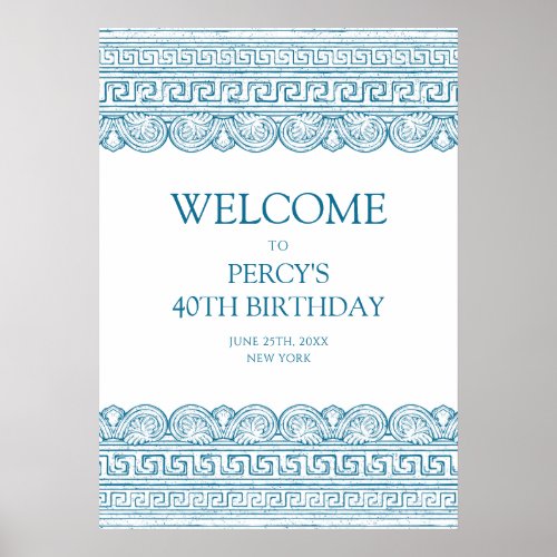 Ancient history custom Birthday party blue Toga Poster