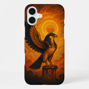 Ancient Horus Divine Sun Falcon Ember iPhone 16 Plus Case