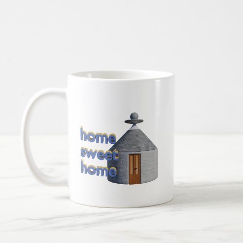 Ancient house with text home sweet home coffee mug