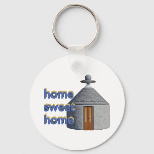 Ancient house with text home sweet home keychain