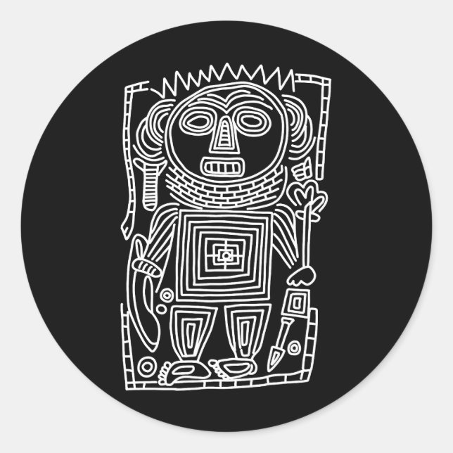 ancient idol petroglyph american native symbol Ind Classic Round Sticker (Front)
