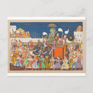 ANCIENT INDIA ROYAL ELEPHANT PROCESSION POSTCARD