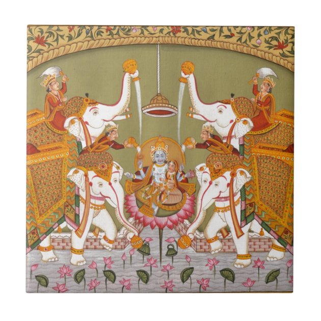 ANCIENT INDIAN PAINTING LORD VISHNU HINDU DEITY TILE | Zazzle