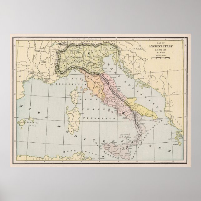 Ancient Italy Map 800 - 222 BC (1901) Poster (Front)