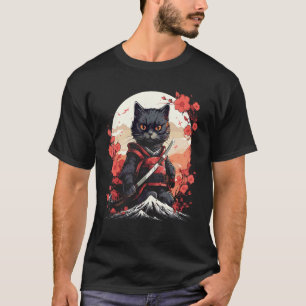 Ancient Japan Warrior Ninja Cat Samurai Kitty T-Shirt