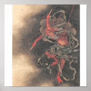 Ancient Japanese Demon Painting Poster