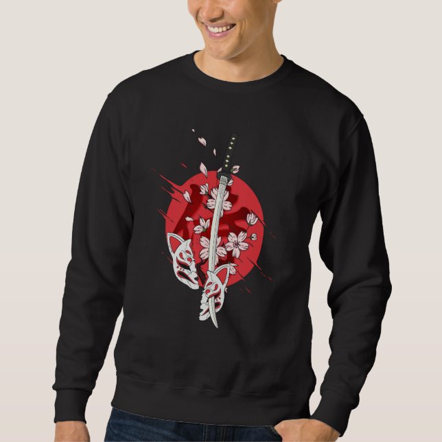 Ancient Japanese Samurai Katana Sword Cherry Bloss Sweatshirt (Front)