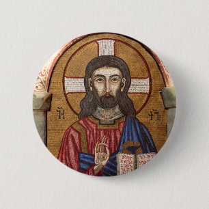 Ancient Jesus Mosaic Pinback Button