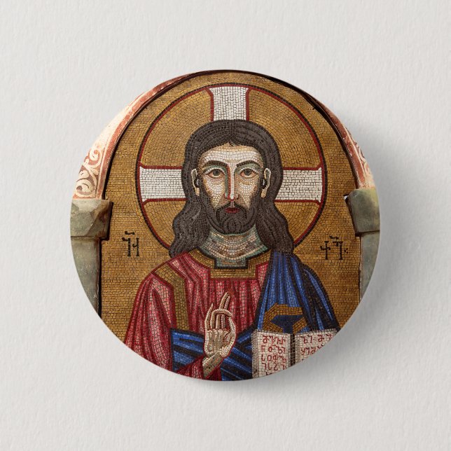 Ancient Jesus Mosaic Pinback Button (Front)