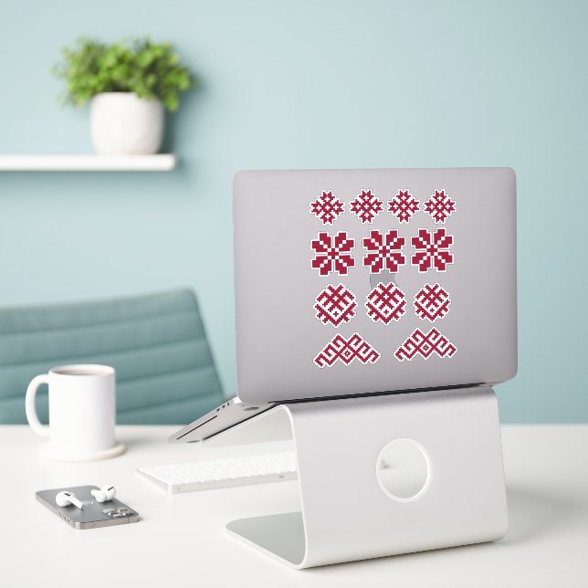 Ancient Latvian symbols Sun Moon Star Jumis Sticker (Laptop On Desk)