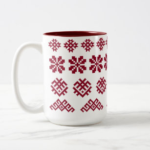 Ancient Latvian symbols Sun Moon Star Jumis Two-Tone Coffee Mug