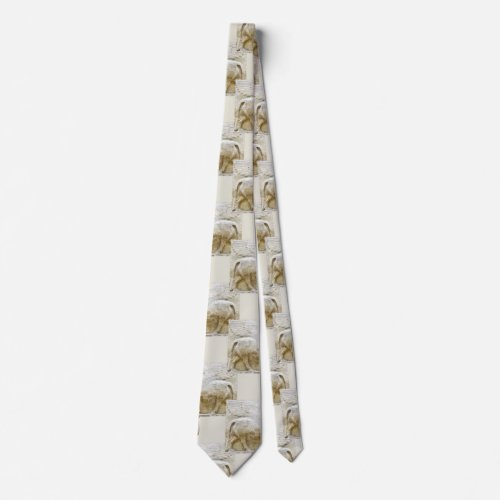 Ancient lion sculpture motif pattern neck tie
