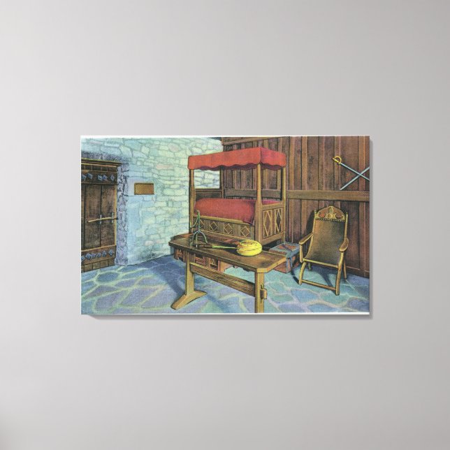 Ancient Lombardy Poplar Tree and French Castle Canvas Print (Front)