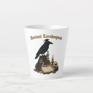 Ancient Lorekeeper Raven Dark Academia Gothic Latte Mug