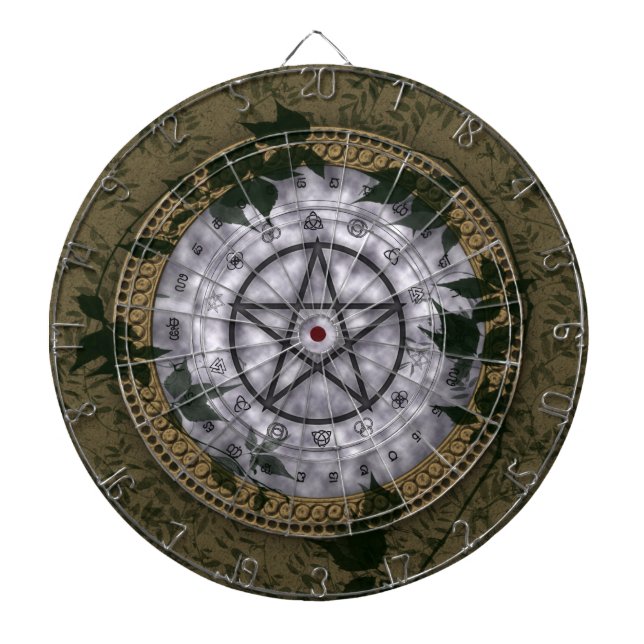 Ancient Magic Pagan Pentacle Dartboard With Darts (Front)