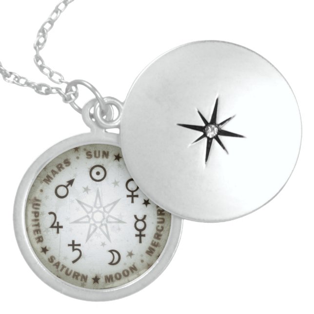 Ancient Magic Stars. Seven planets of Astrology. Locket Necklace (Front)