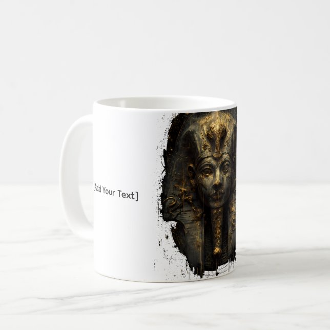 Ancient Malice Egyptian Pharaoh Black Gold Coffee Mug (Front Left)
