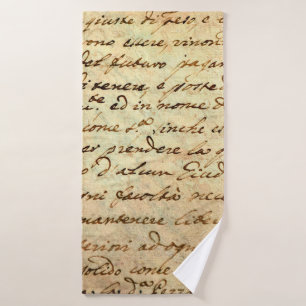 Ancient manuscript of 1700 century written in ink  bath towel