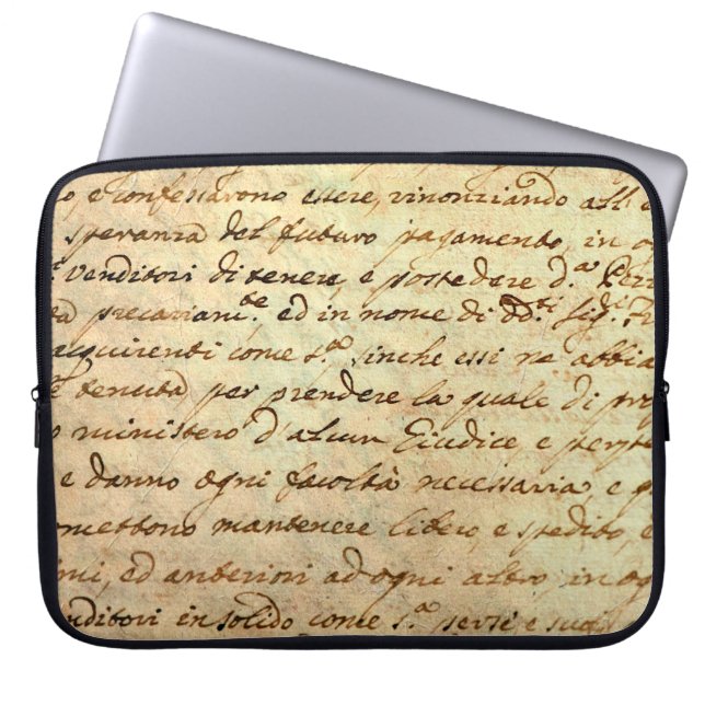 Ancient manuscript of 1700 century written in ink  laptop sleeve (Front)