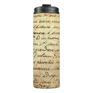 Ancient manuscript of 1700 century written in ink thermal tumbler