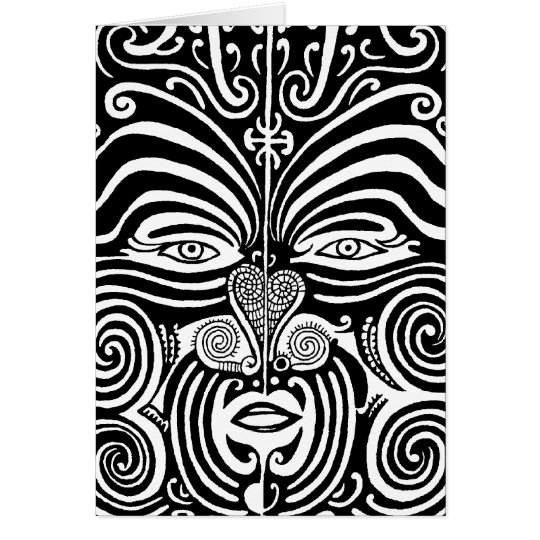 Ancient Maori Moko tribal tattoo design. Card