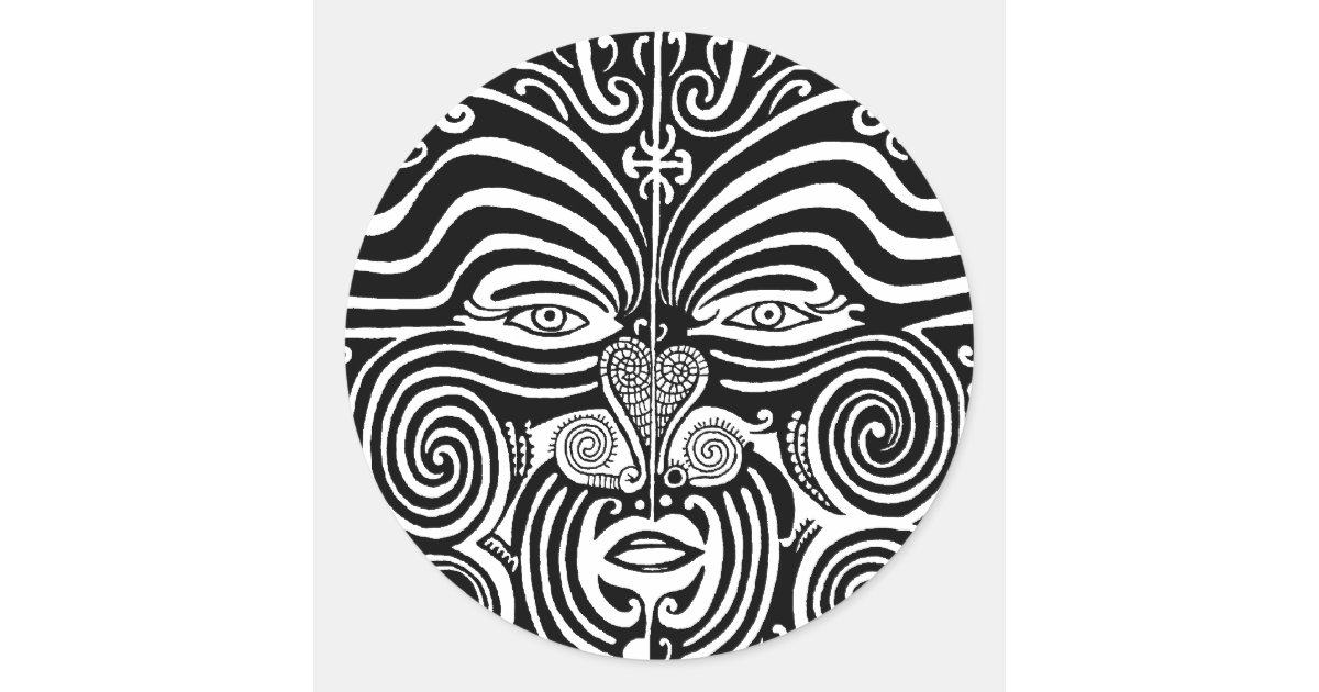 Ancient Maori Moko Tribal Tattoo Design Classic Round Sticker Zazzle Com