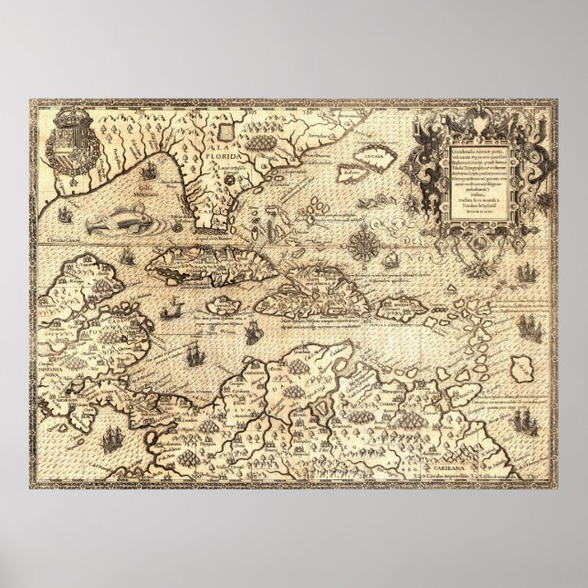 Ancient Map of Central America Poster (Front)