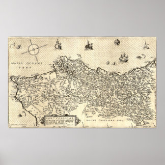 Ancient Map of Portugal Poster