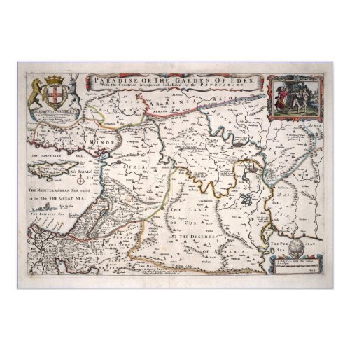 Ancient map of the Paradise The Gand of Eden Photo Print