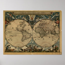 Ancient Map of the World - 1664 Poster