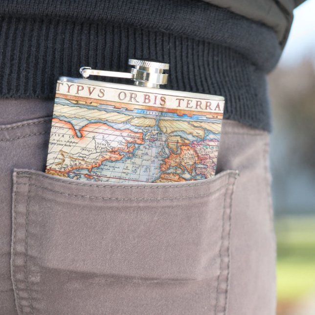 Ancient Map Of The World Flask (In Situ)