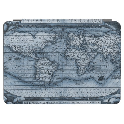 Ancient Map Of The World In Blue iPad Air Cover