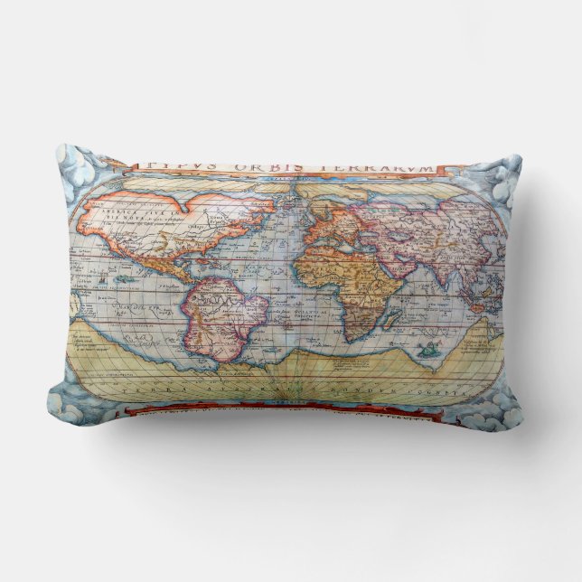 Ancient Map Of The World Lumbar Pillow (Front)