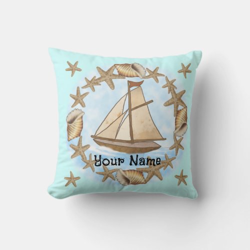 Ancient Mariner Boat Throw Pillow