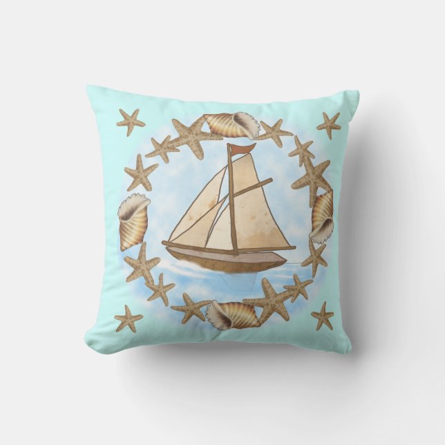 Ancient Mariner Boat Throw Pillow (Front)