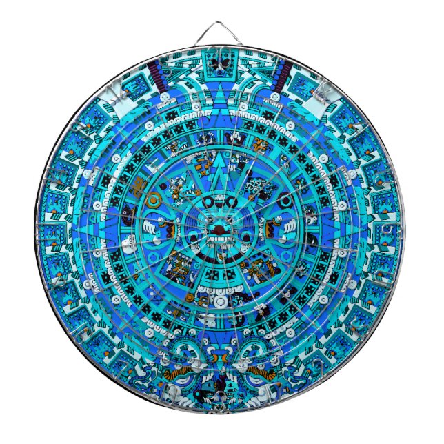 Ancient Maya Dartboard - Mayan Aztec Calendar Art With Darts (Front)