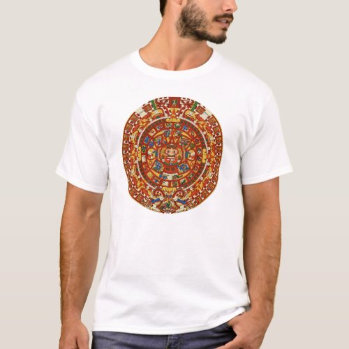 Ancient Mayan Aztec Calendar Symbol Tee Shirt  