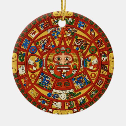 Ancient Mayan Aztec Symbol Ceramic Ornament