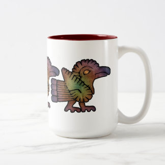 Ancient Mayan Birds Two-Tone Coffee Mug
