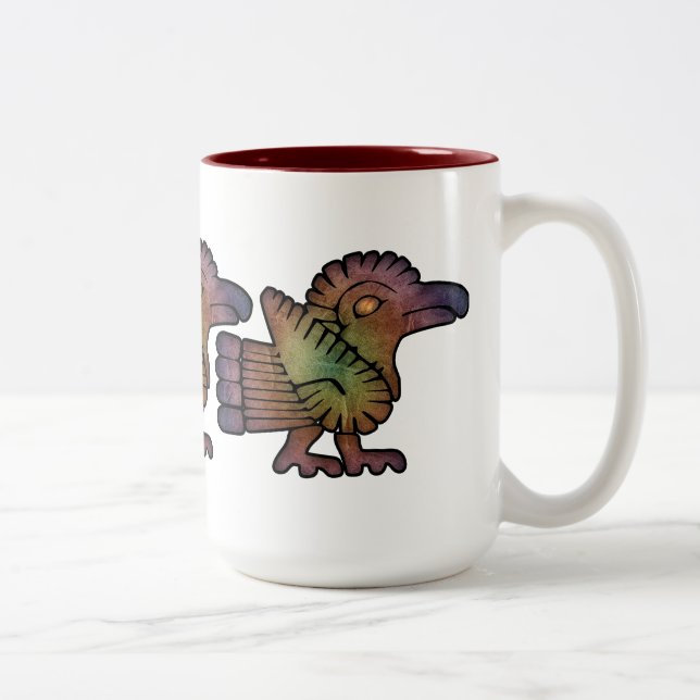 Ancient Mayan Birds Two-Tone Coffee Mug (Right)